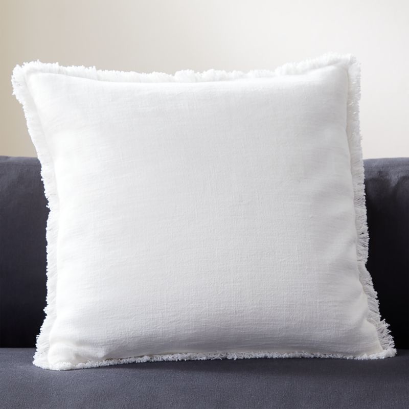20" Eyelash Ivory Linen Modern Throw Pillow with Feather-Down Insert | CB2 | CB2