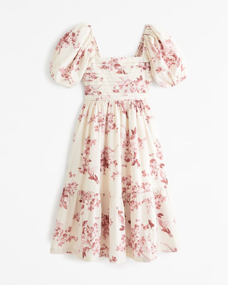 Emerson Poplin Puff Sleeve Midi Dress | Abercrombie & Fitch (US)