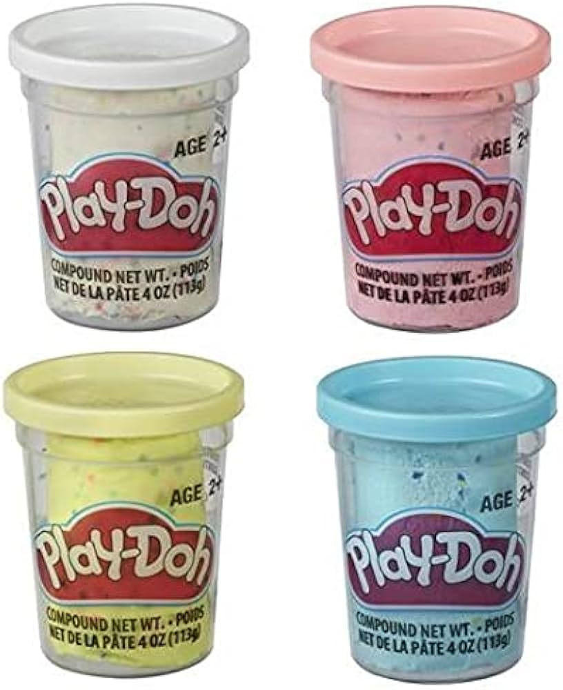 Play-Doh Confetti Compound - Bundle of 4-Colors - Yellow, Pink, Light Blue and White - One 4oz Ca... | Amazon (US)