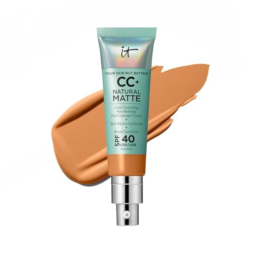 IT Cosmetics CC+ Cream Natural Matte (Rich) - Hydrating Full Coverage Foundation With SPF 40, Shine-Reducing Color-Corrector, With Hyaluronic Acid, For Oily Skin - 1.08 fl oz | Amazon (US)