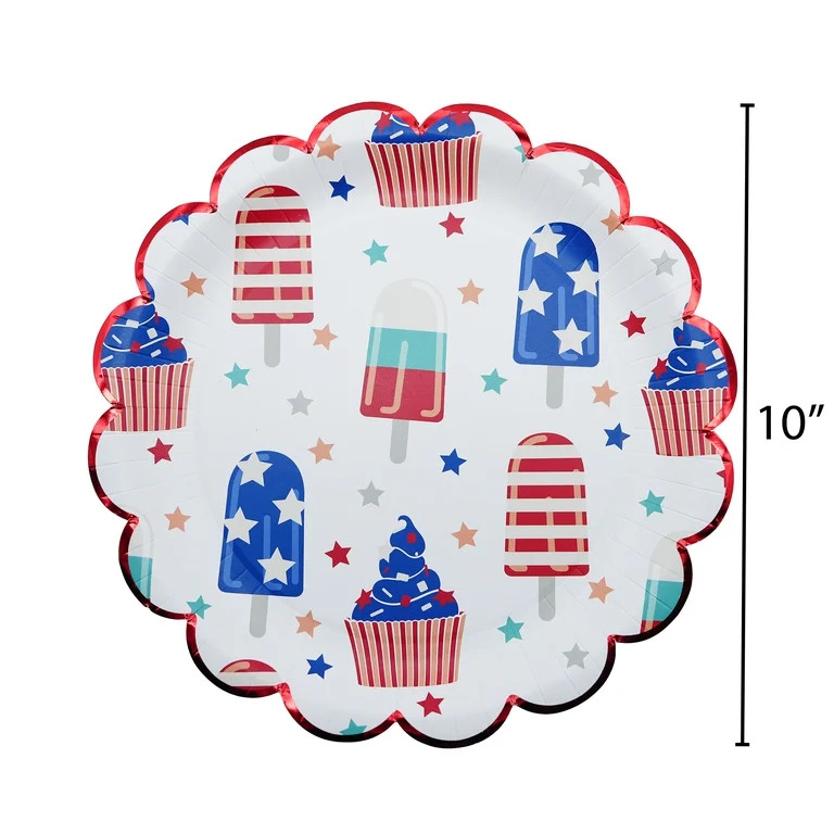Red/White/Blue Ice Pops Disposable Paper Plates, 10", 8 Count, Patriotic by Way To Celebrate - Wa... | Walmart (US)