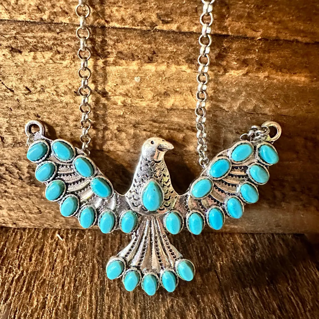 Bohemian Native American Eagle Thunderbird Necklace, Turquoise Stone Necklace , Gift Box - Etsy | Etsy (US)