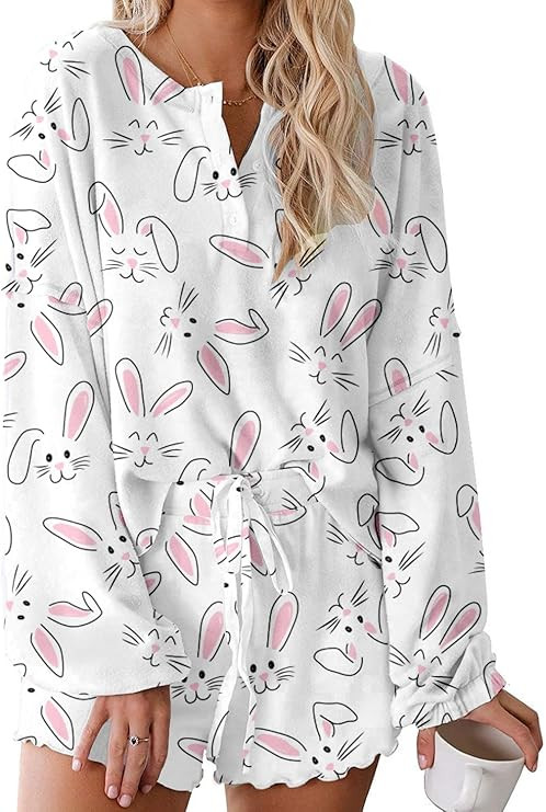 Roshop st patricks day pajamas Women Ruffle Long Sleeve Sets Holiday Lucky Irish Shamrock Pjs | Amazon (US)