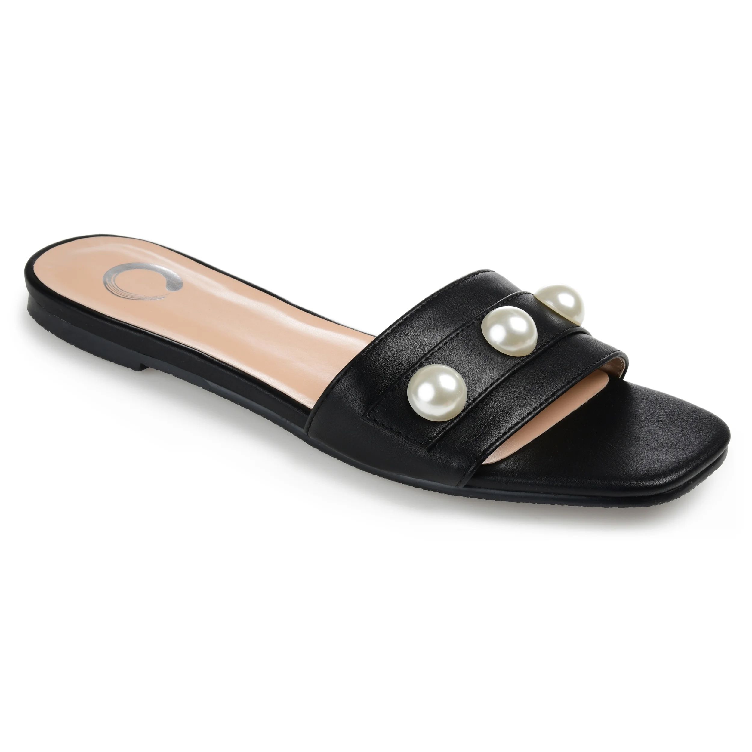 Brinley Co. Womens Faux Leather Pearl Accent Slide - Walmart.com | Walmart (US)