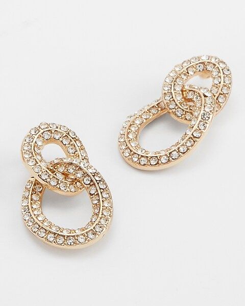 Rhinestone Linked Oval Earrings | Express