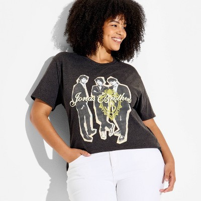 Women's Jonas Brothers Short Sleeve Graphic T-Shirt - Black Wash 2X | Target