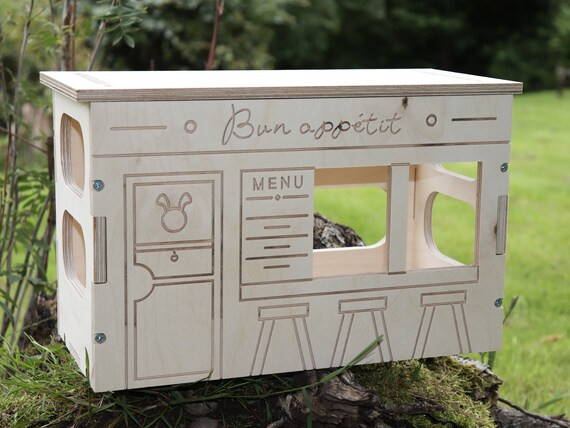 Rabbit Hay Feeder Cafe Design Toy For Hay and Treats lid slats holes Halloween Rabbit Toy | Etsy (US)