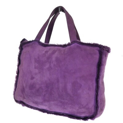 CHANEL CC Logo Hand Tote Bag Fur Suede Skin Leather Purple France 86ED396  | eBay | eBay US