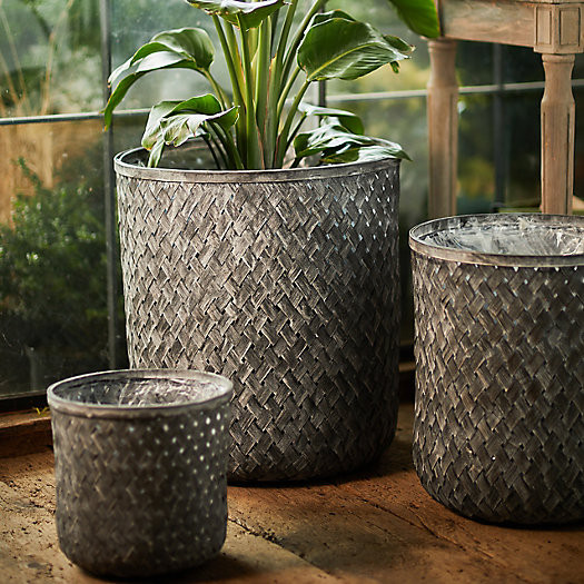 Herringbone Woven Basket Planter, 11" | Terrain