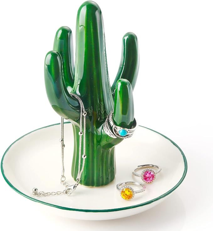 PUDDING CABIN Cactus Ring Holder Green Jewelry Dish for Rings Earrings Bracelets Necklace Organiz... | Amazon (US)