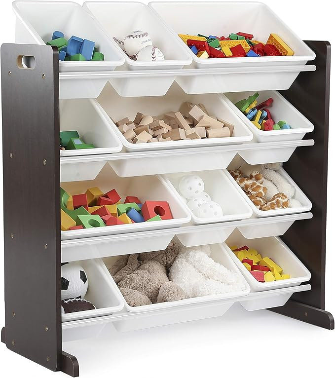 Humble Crew Modern Toy Organizer with 12 Bins, Espresso/White | Amazon (US)