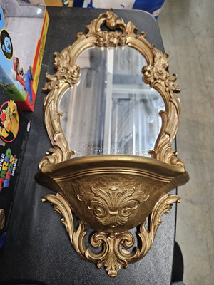 Vintage MCM Dart Syroco Gold Ornate Wall Mirror Shelf #2327 21"×11" Decoration   | eBay | eBay US