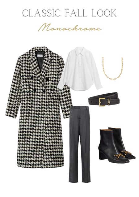 Styling monochrome look with houndstooth coat and grey wide legged pants 

#LTKeurope #LTKSeasonal #LTKstyletip