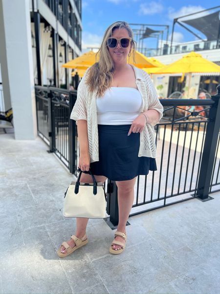 Wore this in Rosemary when we arrived, checked in and went to lunch on the rooftop! Spanx skort 3X - size up, tube top Old Navy 2X but I need 3X so size up, American Eagle open stitch top runs generous - I'm in an XXL, Target bag and sandals! Use code ASHLEYDXSPANX for a discount on full price items at SPANX! 

#LTKPlusSize #LTKStyleTip #LTKSeasonal