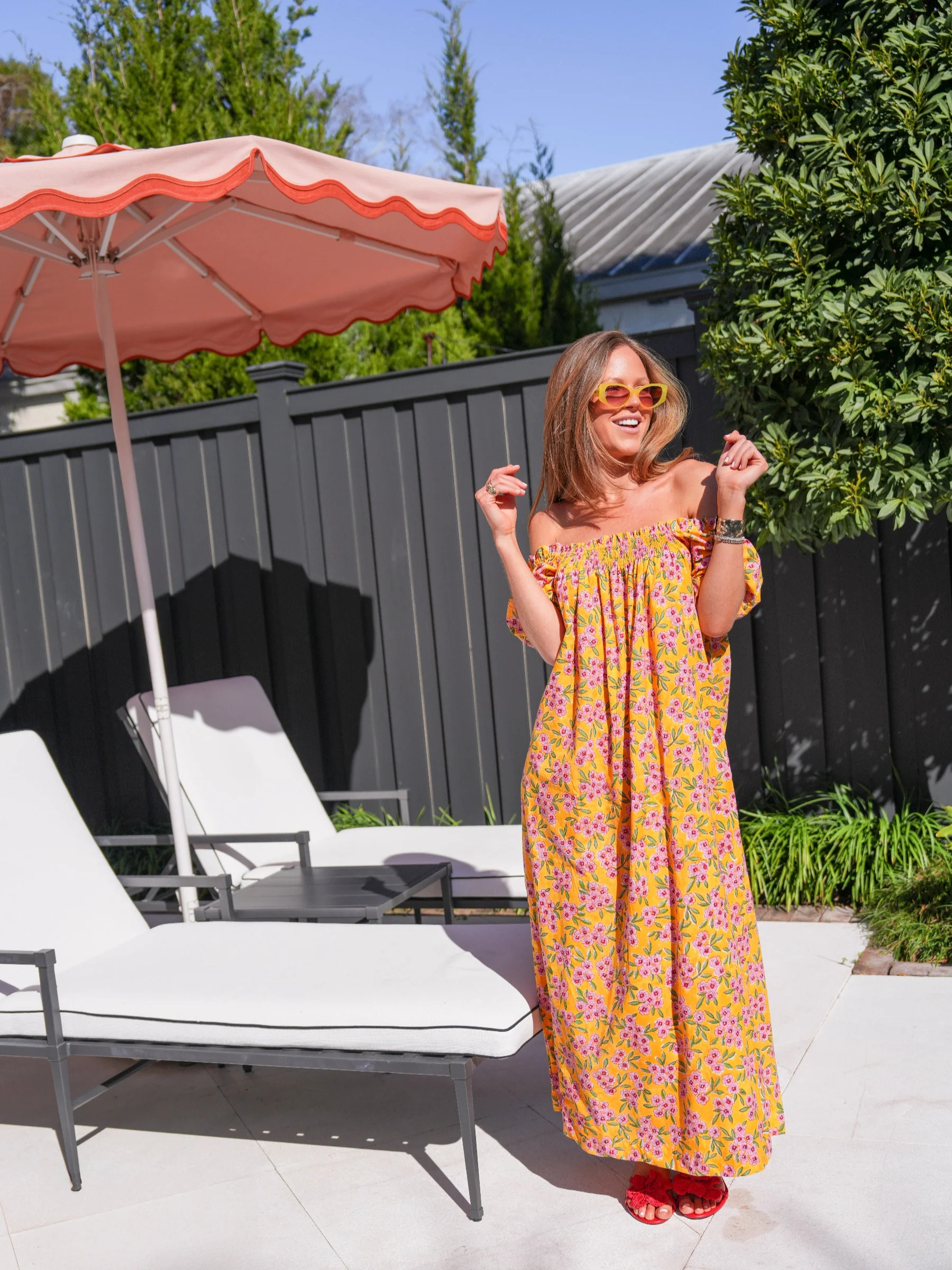 The Fields Maxi Dress - Golden Guava Floral | Darling Loungewear