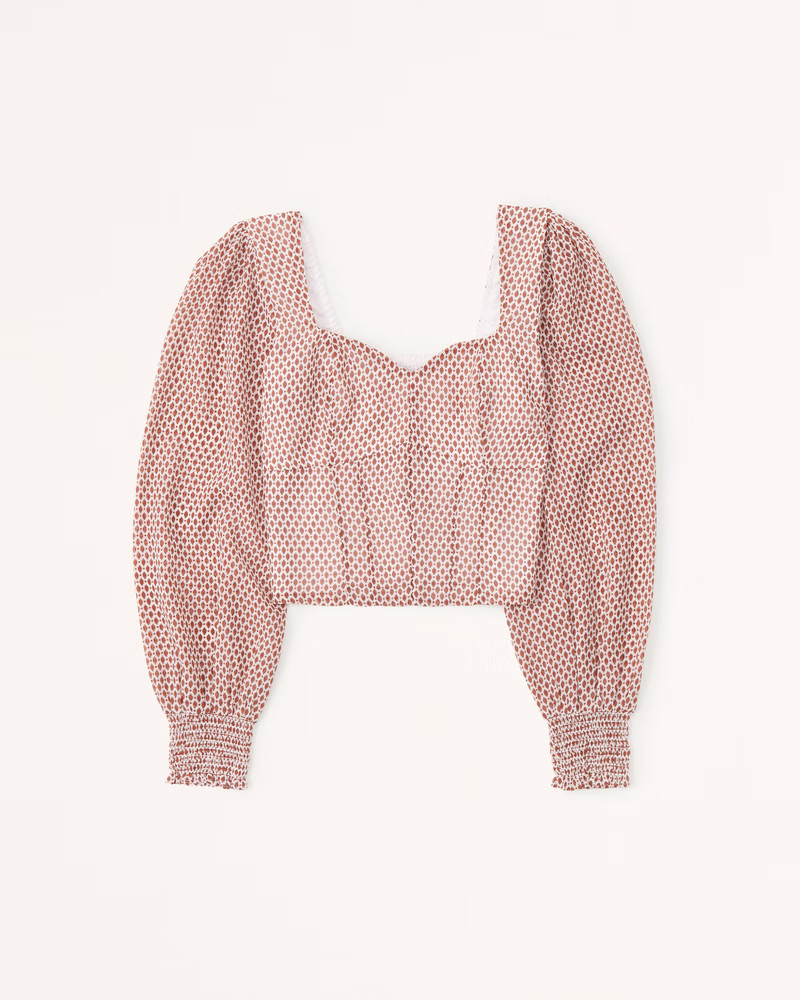 Long-Sleeve Sweetheart Puff Sleeve Top | Abercrombie & Fitch (US)
