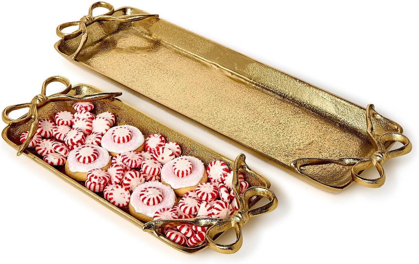 Two's Company Gold Bows Serving Trays, 13.75-Inch, Aluminum, Set of 2 | Amazon (US)