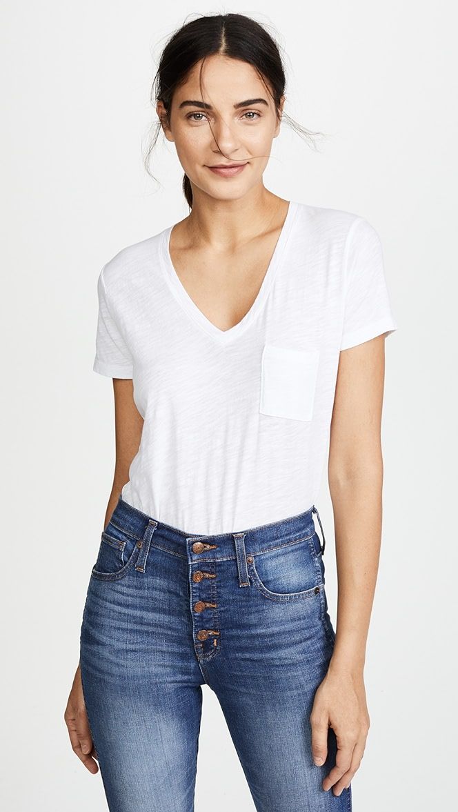 Whisper Cotton V Neck Pocket Tee | Shopbop