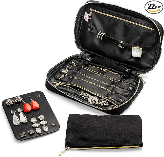 Ms. J Travel Jewelry Organizer, Travel Jewelry Storage Carrying Cases for Earrings, Necklaces, Ri... | Amazon (US)