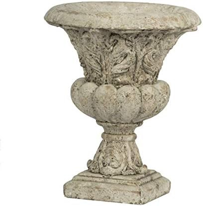 12" White and Brown Ornate Classic Vintage Garden Urn | Amazon (US)