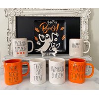 Authentic Rae Dunn Halloween Mugs + Candles, Decorative Plate | Etsy (US)