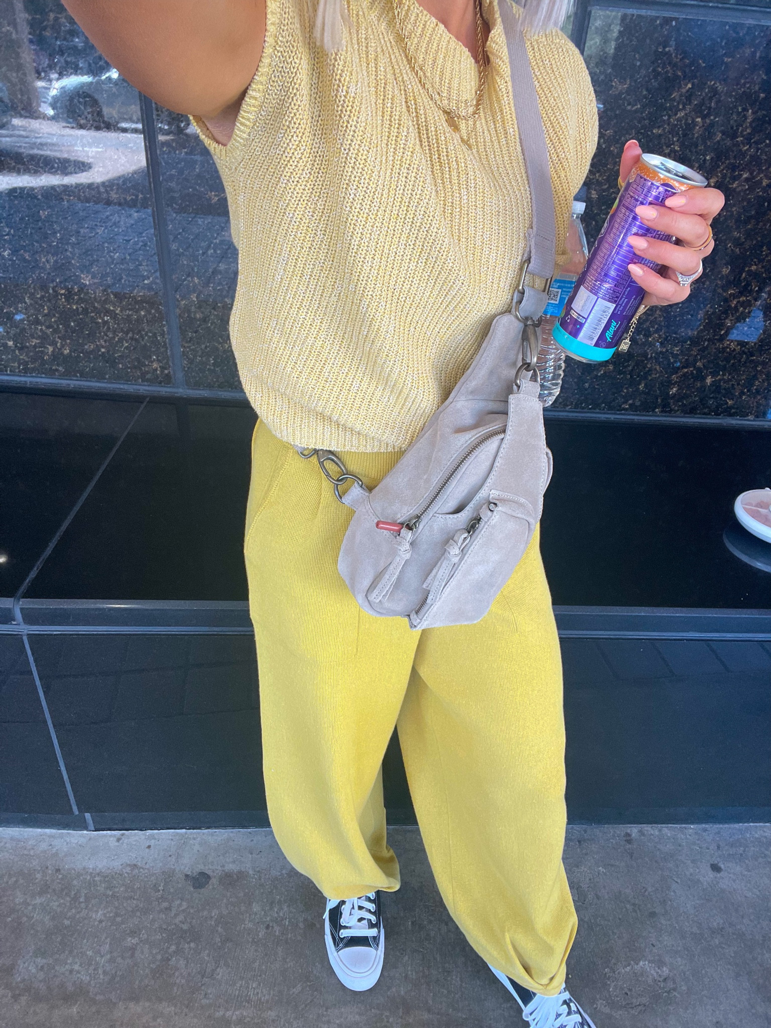 Free people sweat set — knit top and coordinating tapered pants for the perfect wear-everywhere outfit. Wearing a size XS. This beltbag is to die for and fits so much! #fallfashion 

#LTKSeasonal #LTKstyletip #LTKCon