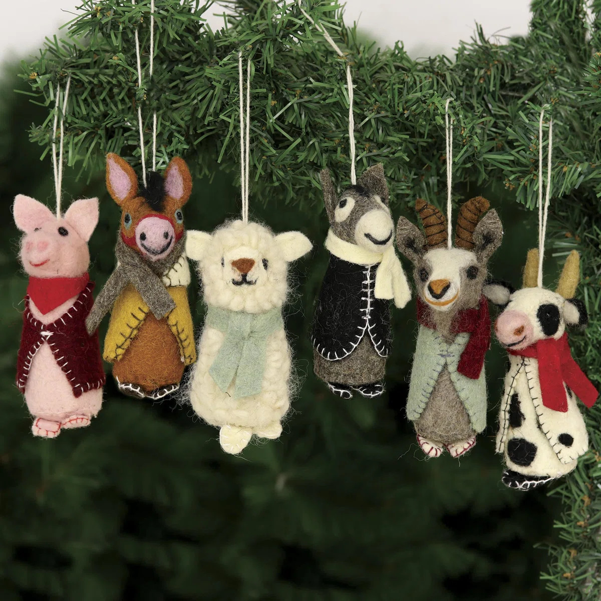 The Holiday Aisle® Barnyard Bunch Wool Holiday Ornaments (Set Of 6) & Reviews | Wayfair | Wayfair North America