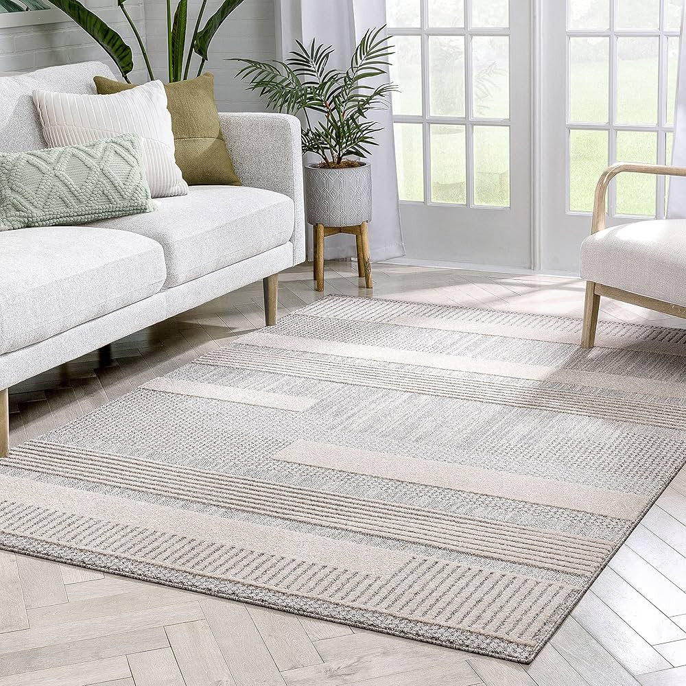 Well Woven Harlow Briar Contemporary Geometric Abstract Beige High-Low 7'10" x 9'10" Area Rug | Amazon (US)
