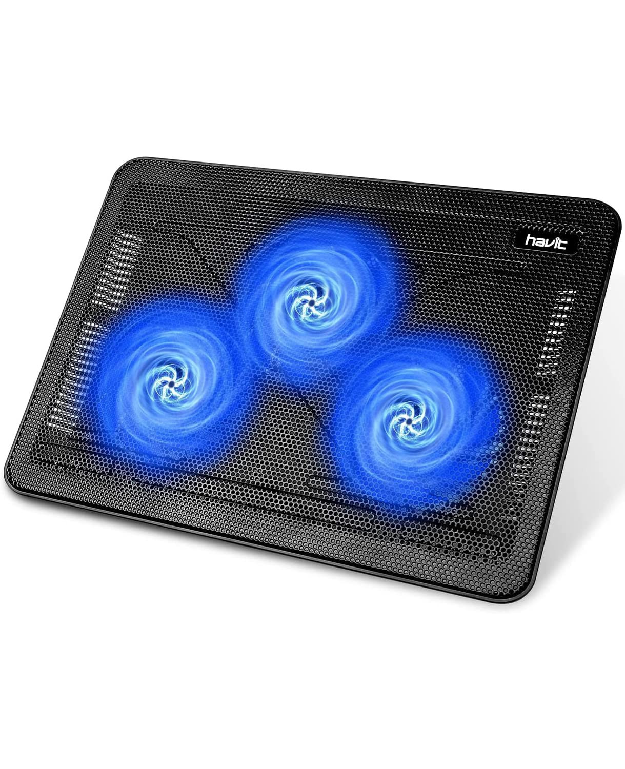 havit HV-F2056 15.6"-17" Laptop Cooler Cooling Pad - Slim Portable USB Powered (3 Fans), Black/Bl... | Amazon (US)