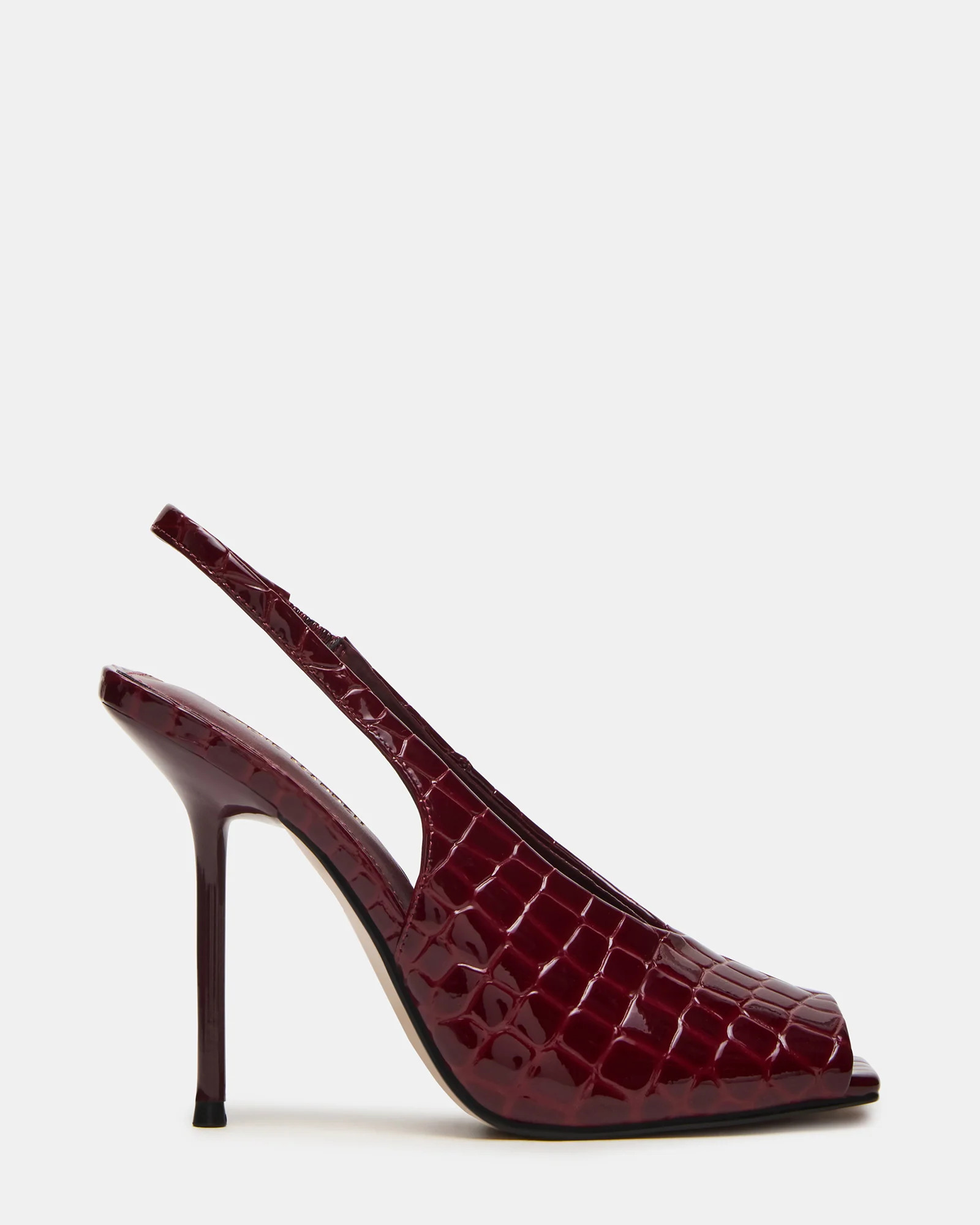 LUCIAN Wine Crocodile Square-Toe Peep-Toe Slingback Women's Heel | Steve Madden (US)