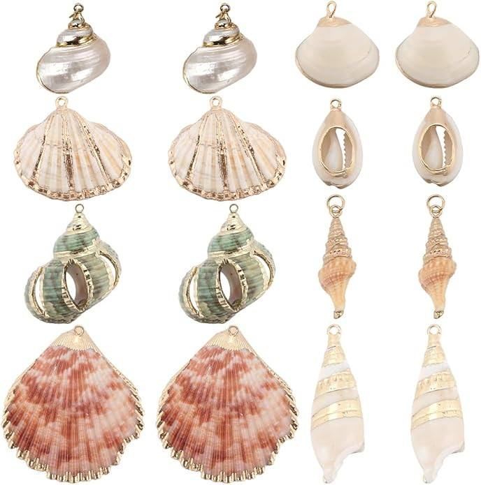 SUNNYCLUE 1 Box Shell Charms Natural White Cowrie Seashells Charm Conch Shells Electroplated Char... | Amazon (US)