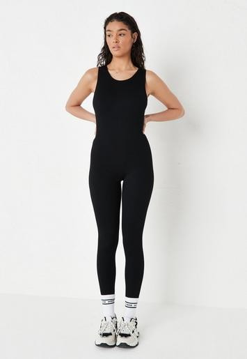Missguided - Black MSGD Sports Seamless Rib Full Length Unitard | Missguided (UK & IE)
