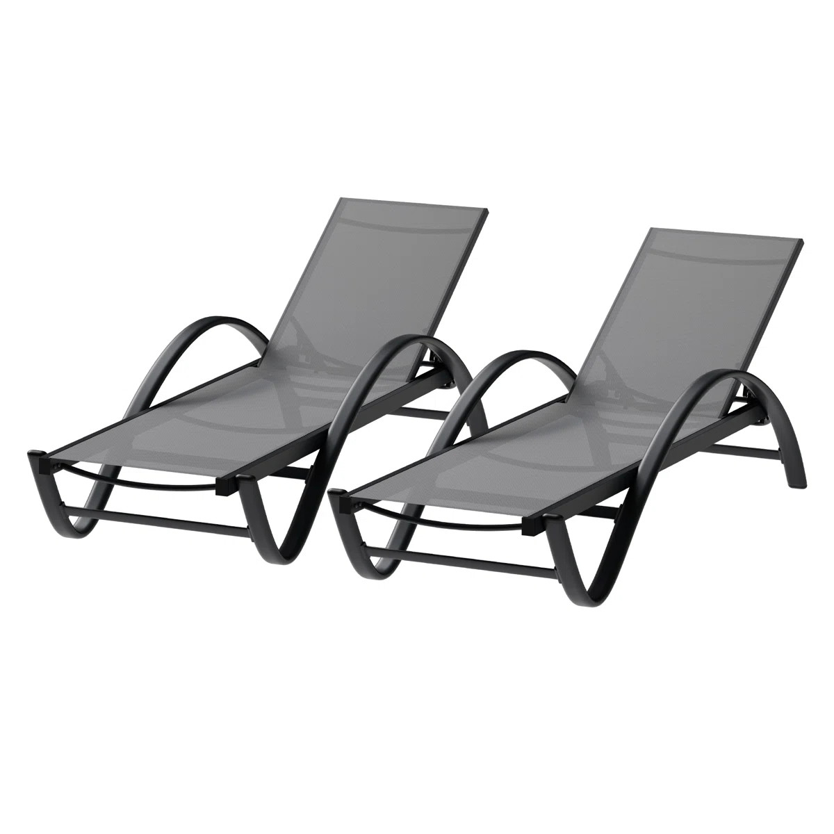 Rannon Adjustable Outdoor Lounge Chairs with Armrests (Set of 2) | Wayfair North America