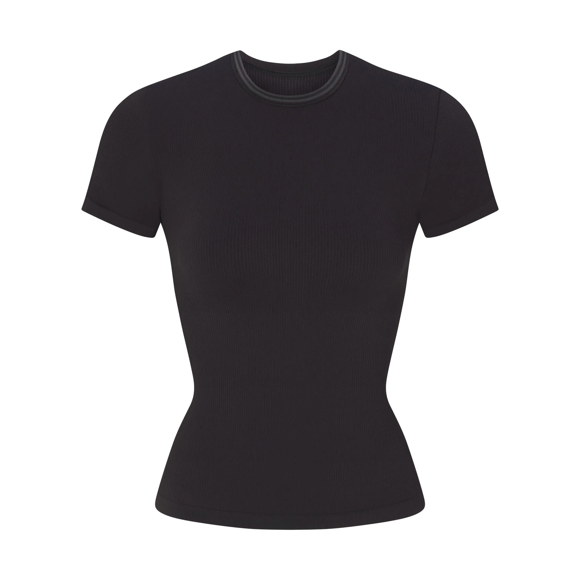 NikeSKIMS RIBBED SEAMLESS BABY TEE | OBSIDIAN | SKIMS | SKIMS (US)