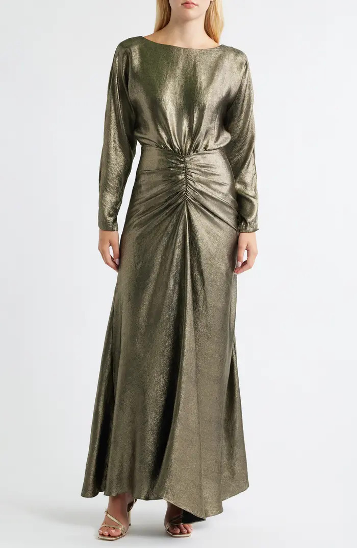 Julia Jordan Metallic Long Sleeve Gown | Nordstrom | Nordstrom