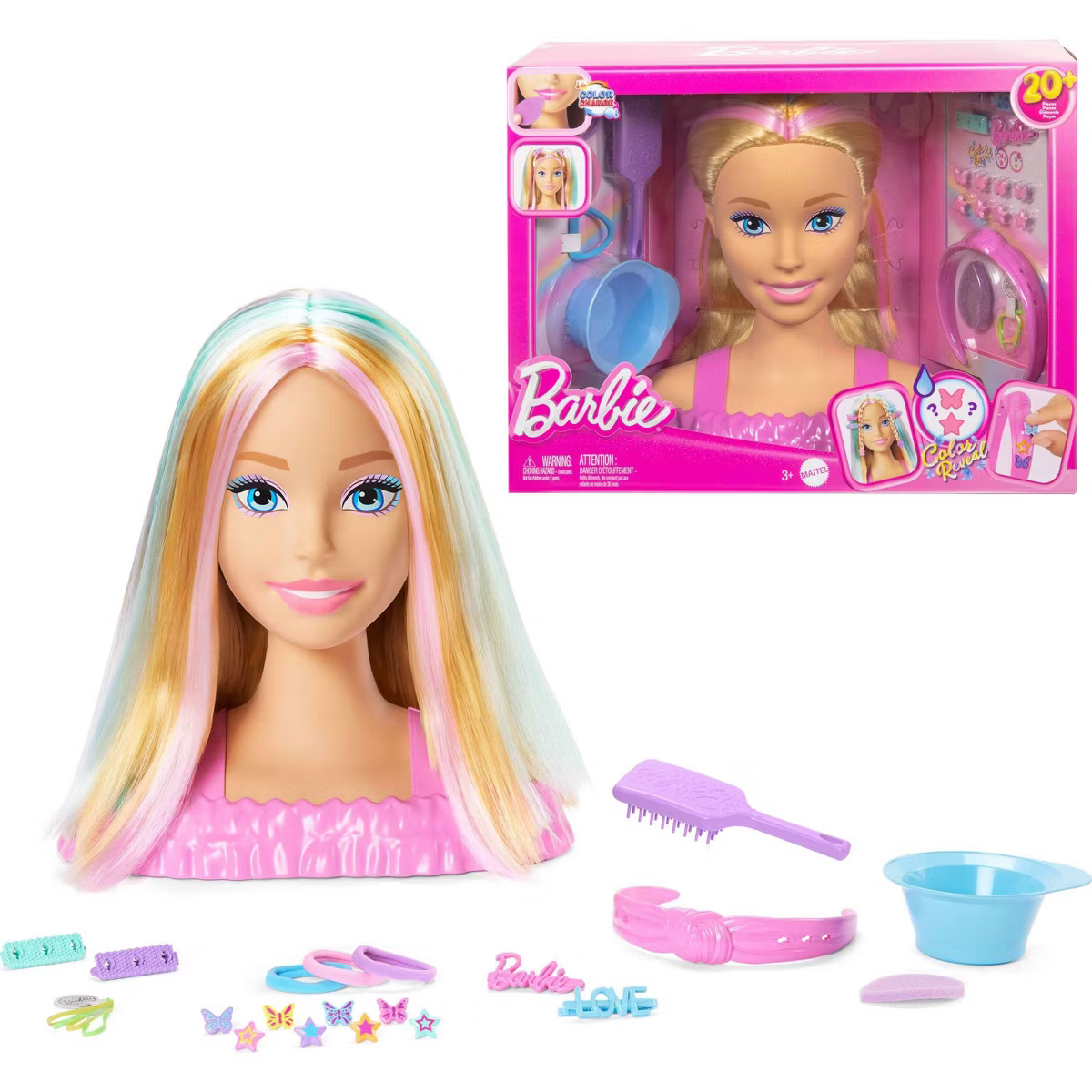 Barbie Doll Styling Head, Blonde Hair with 20+ Styling Accessories | Target