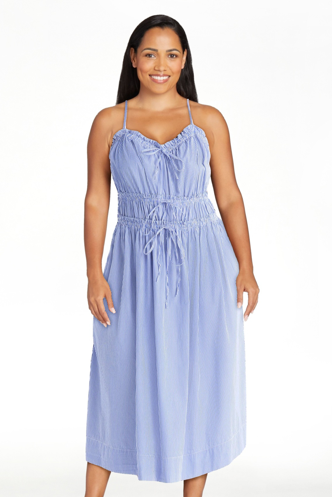 Free Assembly Women's Sleeveless Cotton Midi Dress with Bow Front, Sizes XS-XXL | Walmart (US)
