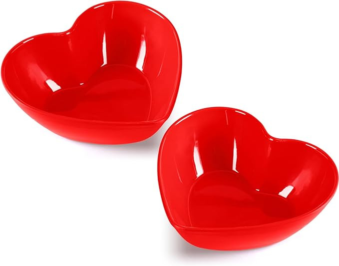 Layhit 2 Pcs Heart Shaped Bowl Melamine Valentine's Day Salad Bowls Heart Appetizer Bowls Plastic... | Amazon (US)