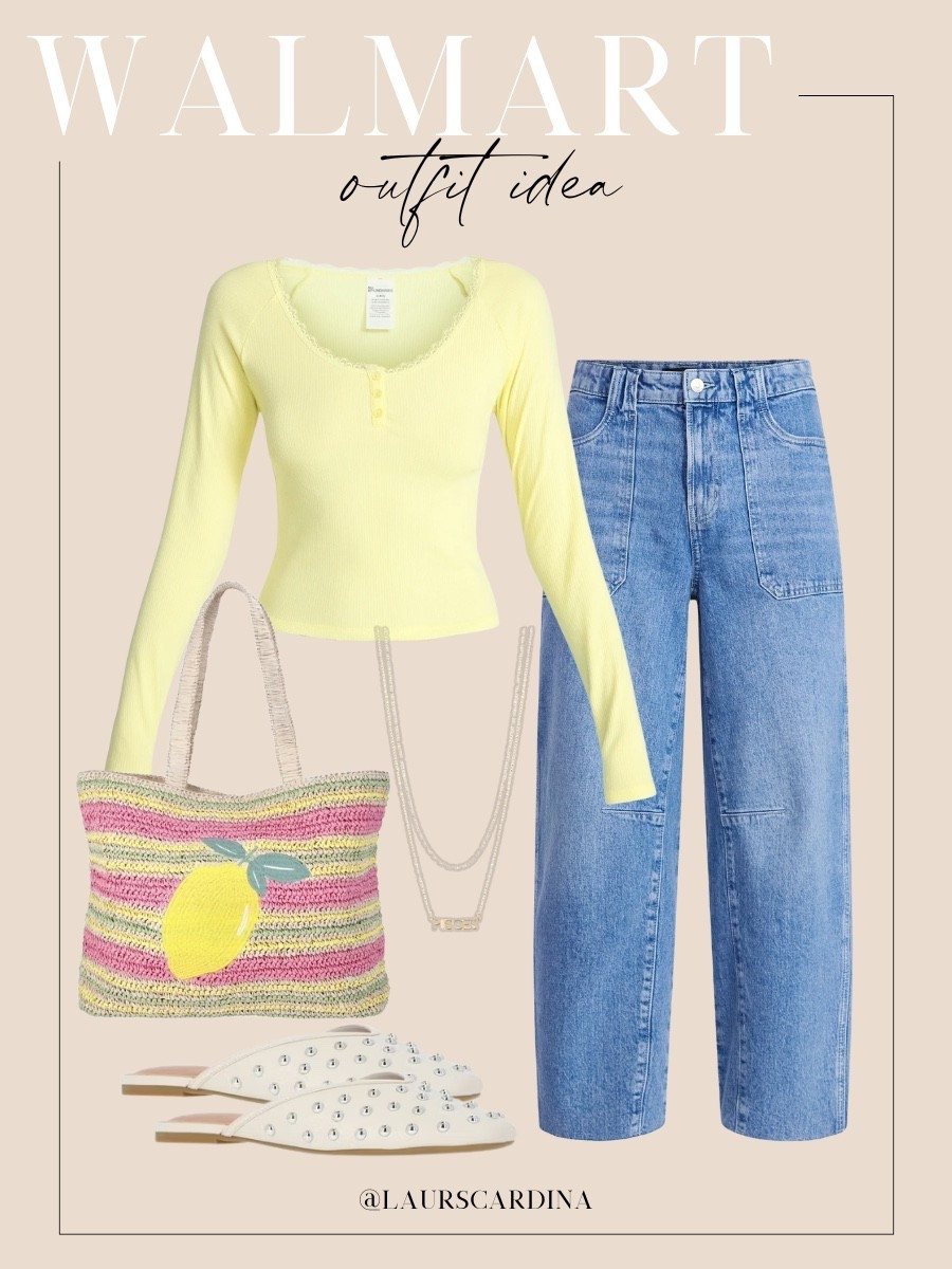 This outfit is all from Walmart and includes a yellow scoop neck tee, cropped carpenter barrel jeans, a lemon tote bag, a zodiac sign necklace, and studded slides.

Ootd, Walmart fashion, affordable fashion, casual outfit ideaas

#LTKootd #LTKFindsUnder50 #LTKdayinmylife