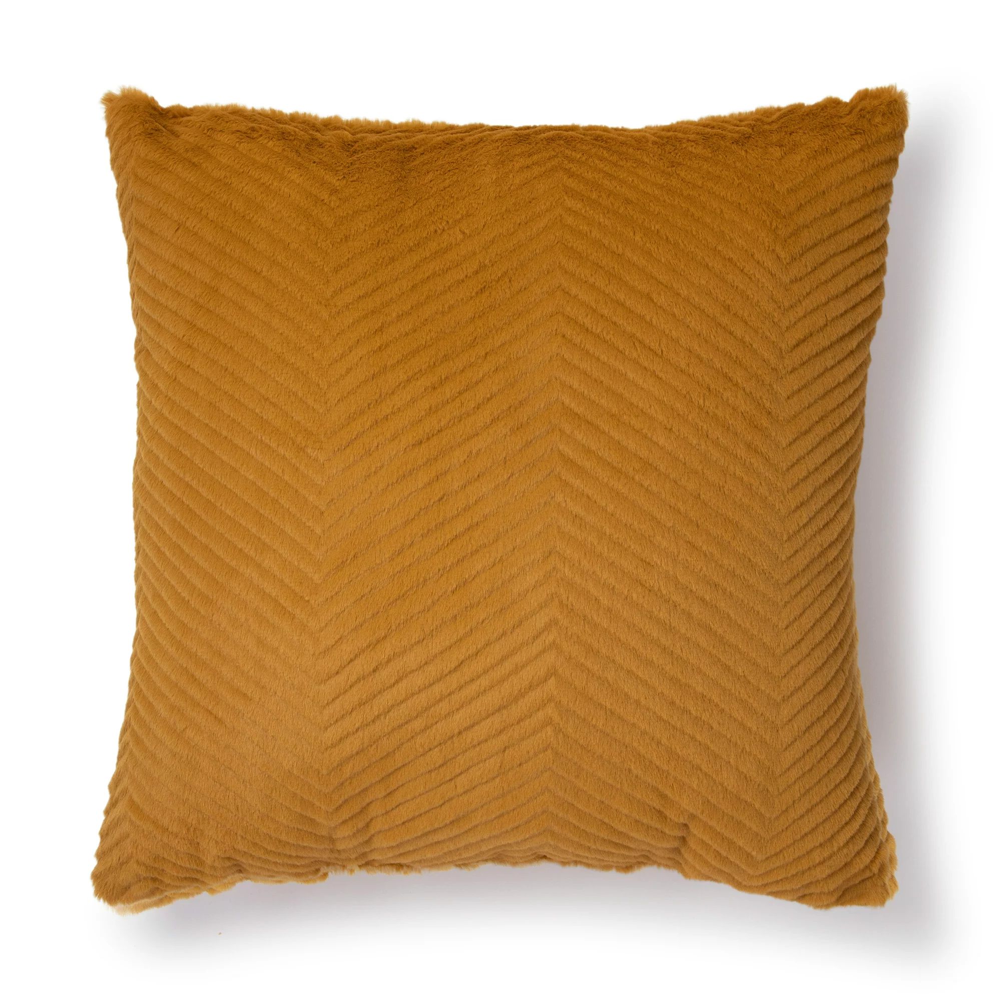 Mainstays Cheviot Fur Decorative Throw Pillow, 18" x 18", Golden Mustard | Walmart (US)