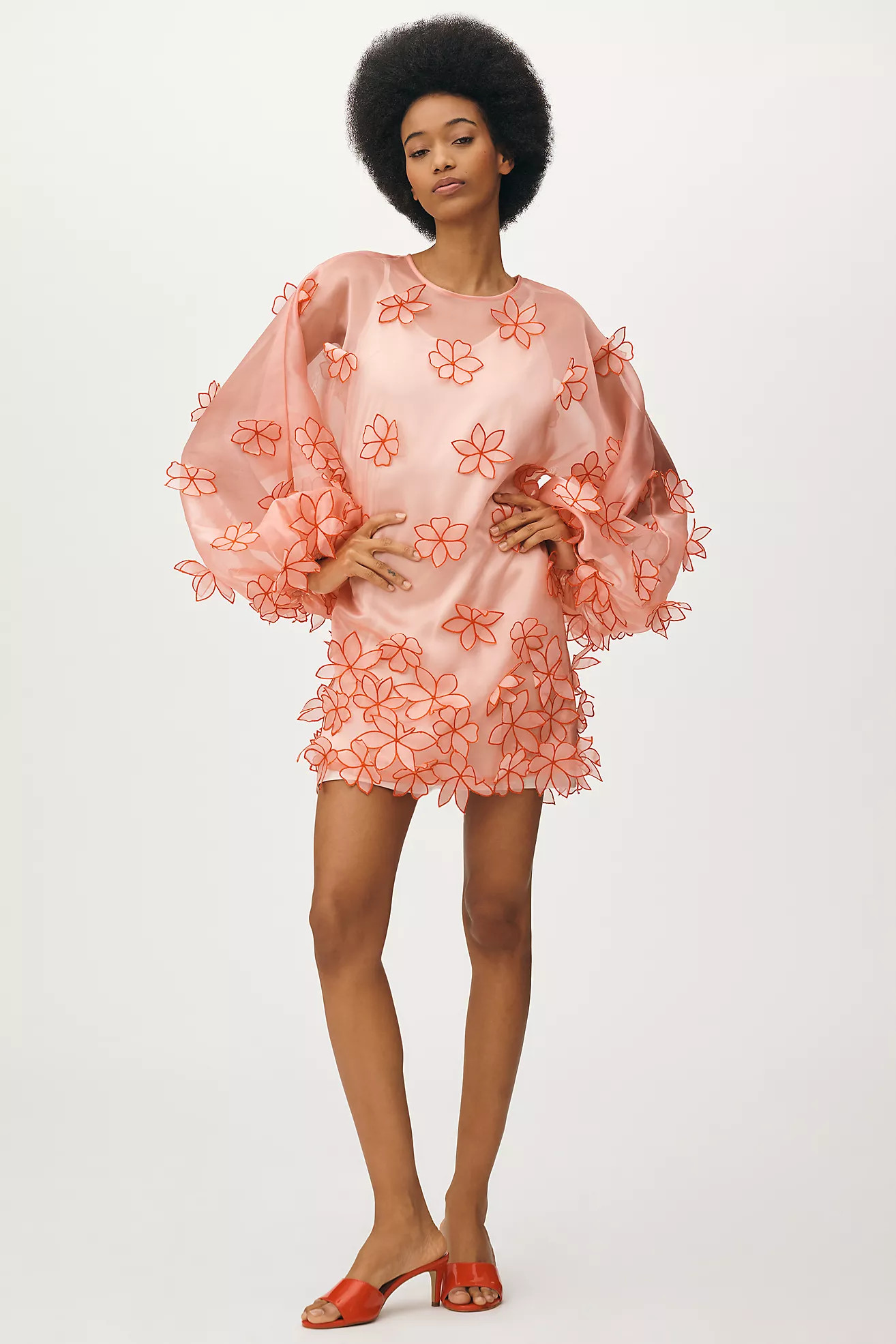 Maeve 3D Floral Sheer Tunic Blouse | Anthropologie (US)