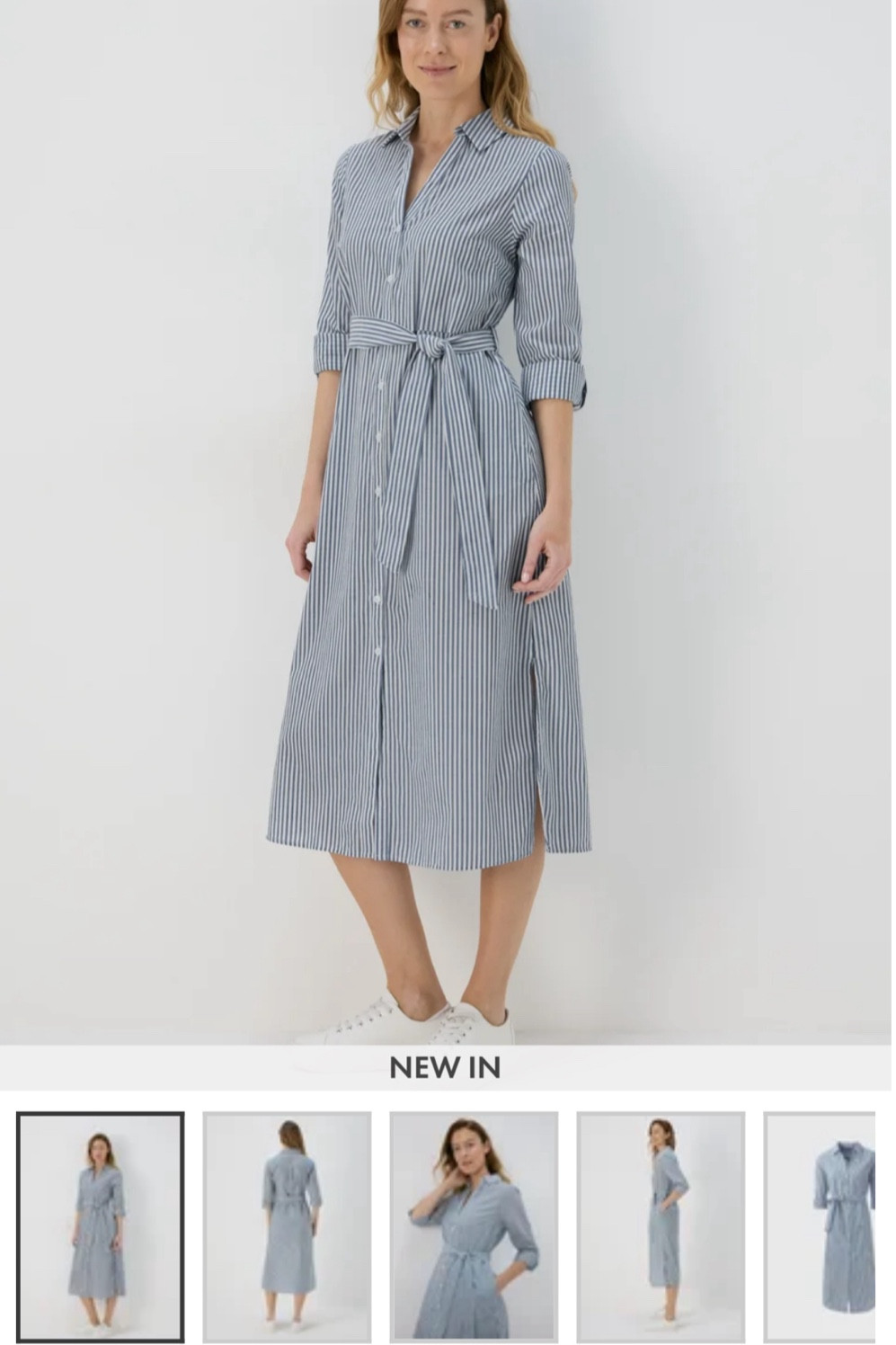Blue striped shirt dress