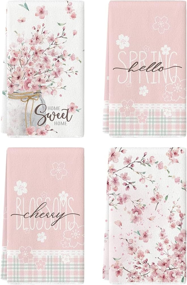 Artoid Mode Flower Cherry Blossoms Vase Hello Spring Kitchen Towels Dish Towels, 18x26 Inch Seaso... | Amazon (US)