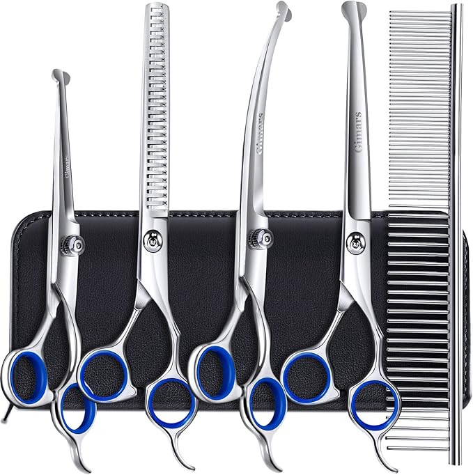 Gimars Professional 4CR Stainless Steel Safety Round Tip 6 in 1 Dog Scissors for Grooming, Heavy ... | Amazon (US)