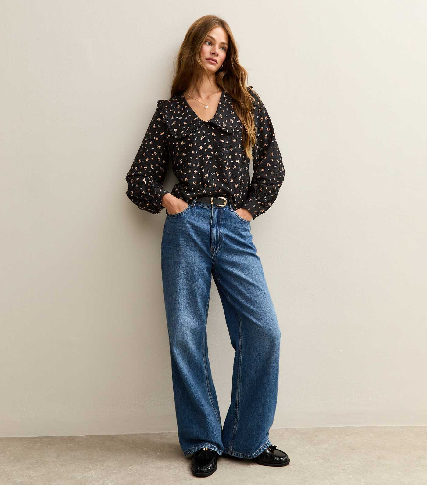 Black Floral Print Long Sleeve Shirt | New Look | New Look (UK)