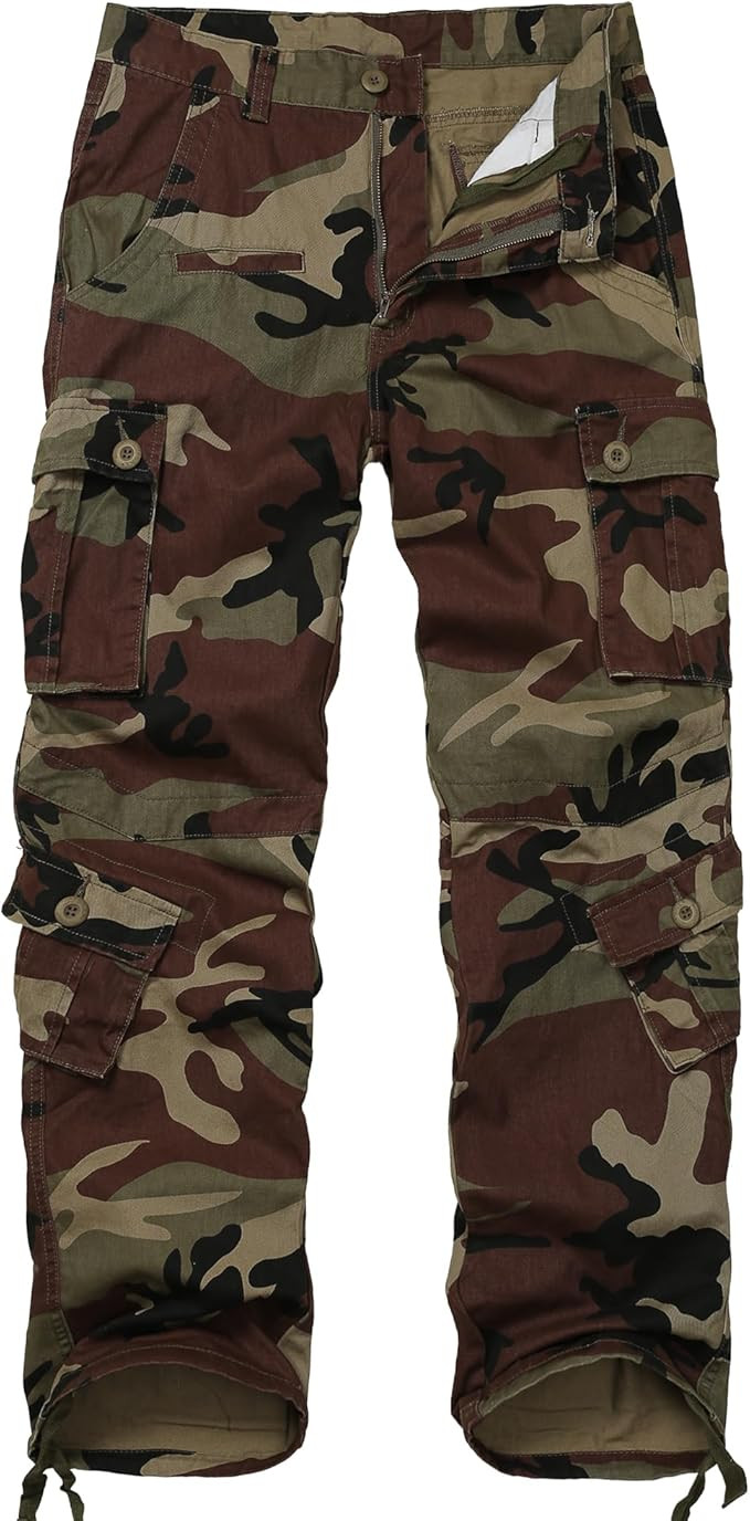 Men's Cotton Cargo Tactical Pants for Casual Work Travel Wild Streetwear with 9 Pockets Relaxed F... | Amazon (US)