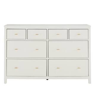 HomeSullivan 8-Drawer White Dresser 57.99 in. W x 17.71 in. D x 38.03 in. H-40475WH-5 - The Home ... | The Home Depot