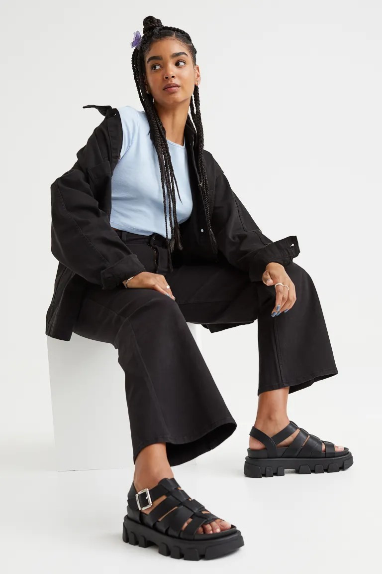 Wide-leg Twill Pants | H&M (US + CA)