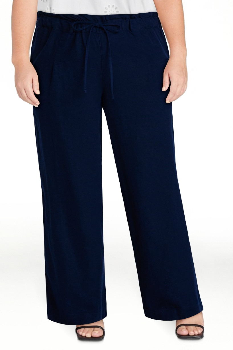 Time and Tru Women's Wide Leg Linen Blend Pants, Sizes XS-4X | Walmart (US)