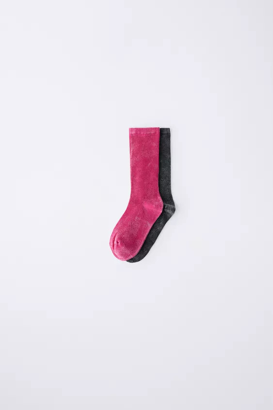 TWO-PACK OF LONG WASHED-EFFECT SOCKS | Zara Canada
